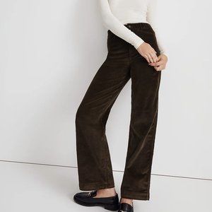 Madewell Emmett 2.0 Wide-Leg Pants in Corduroy, Expedition Green, Size 26